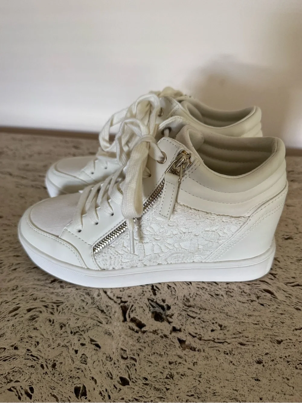 NWOB Nine West Tons Women's High Top Wedge Sneakers. Size 6.5M. MSRP $89.99